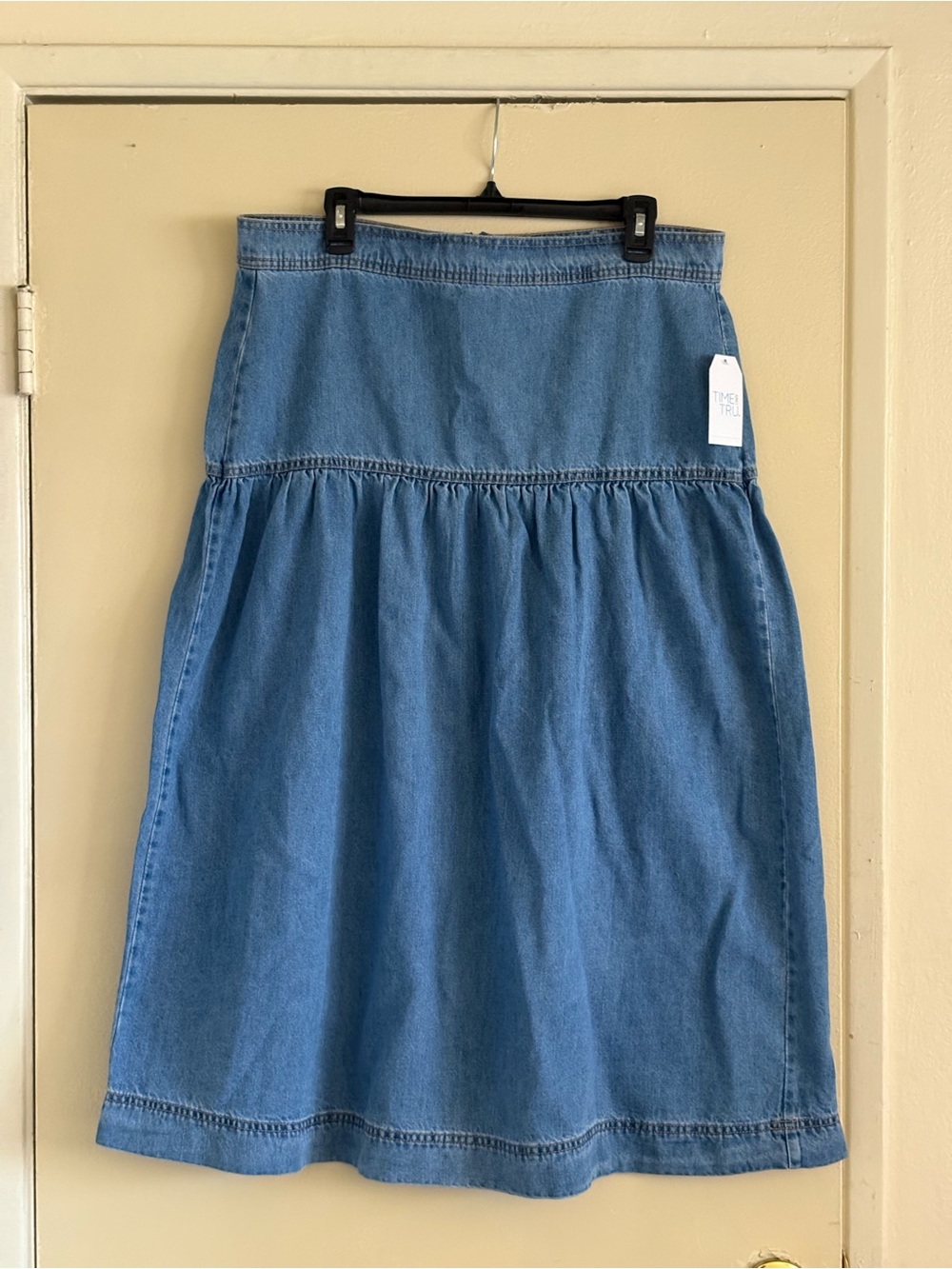 Time and Tru light blue softdenim A line midi skirt - Picture 5 of 5